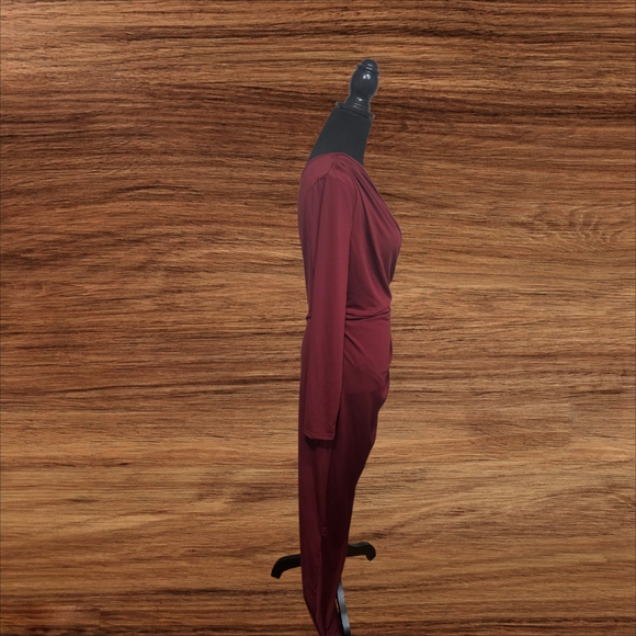 SHEIN One-Shoulder Burgundy Dress - Picture 3 of 5